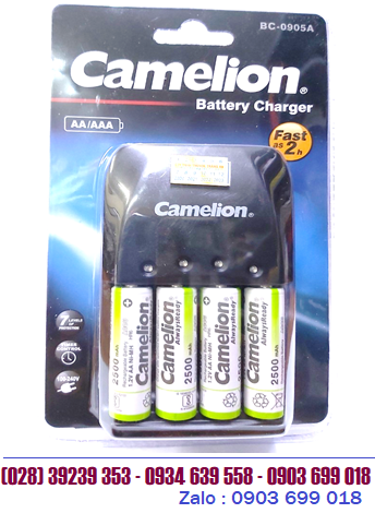 Camelion BC-0905A _Bộ sạc pin BC-0905A kèm 4 pin sạc Camelion NH-AA2500ARBP2 (AA2500mAh 1.2v)